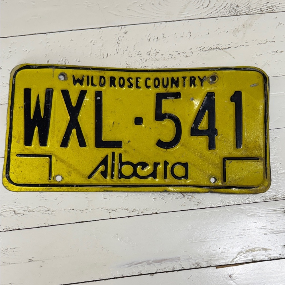 This is a vintage Alberta license plate from the "Wild Rose Country" 1975 1984